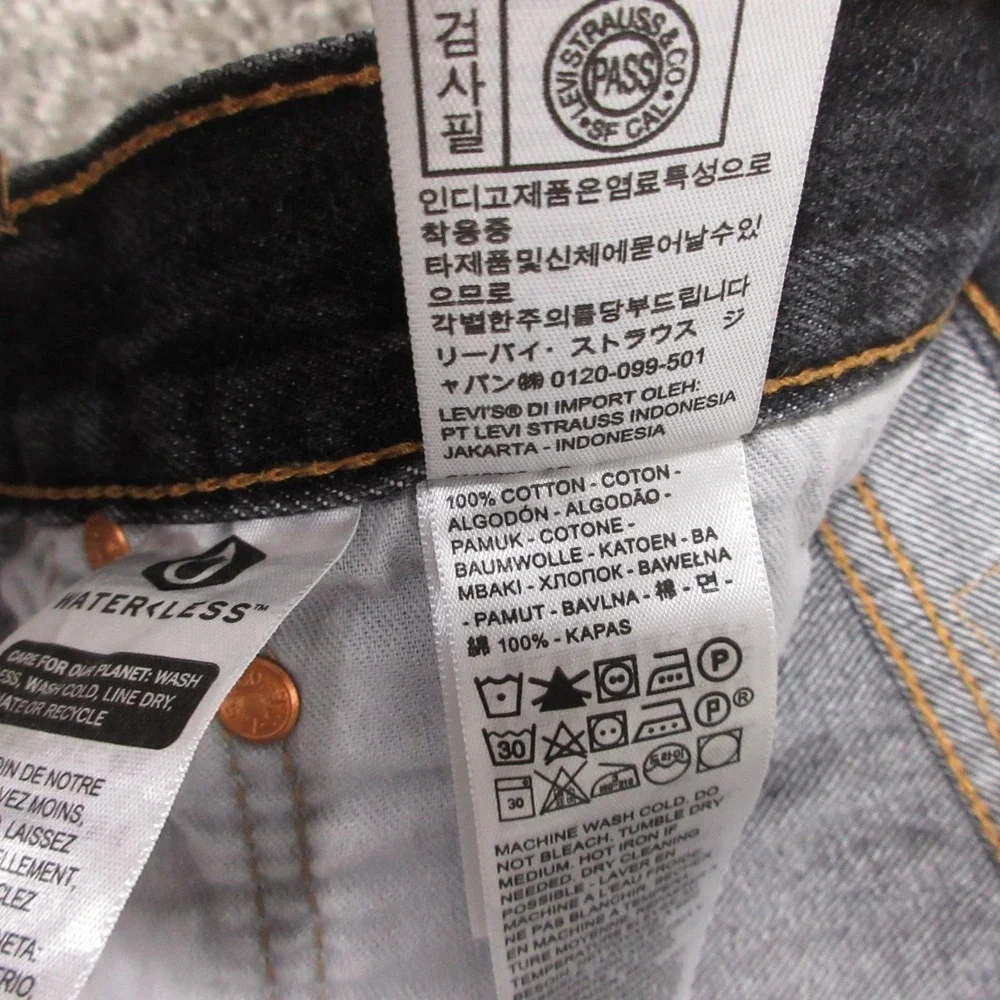 Levis‎ Jeans Mens 32x29 (Tag 32x32) Black 501 Button Fly Washed Fade Denim Pants